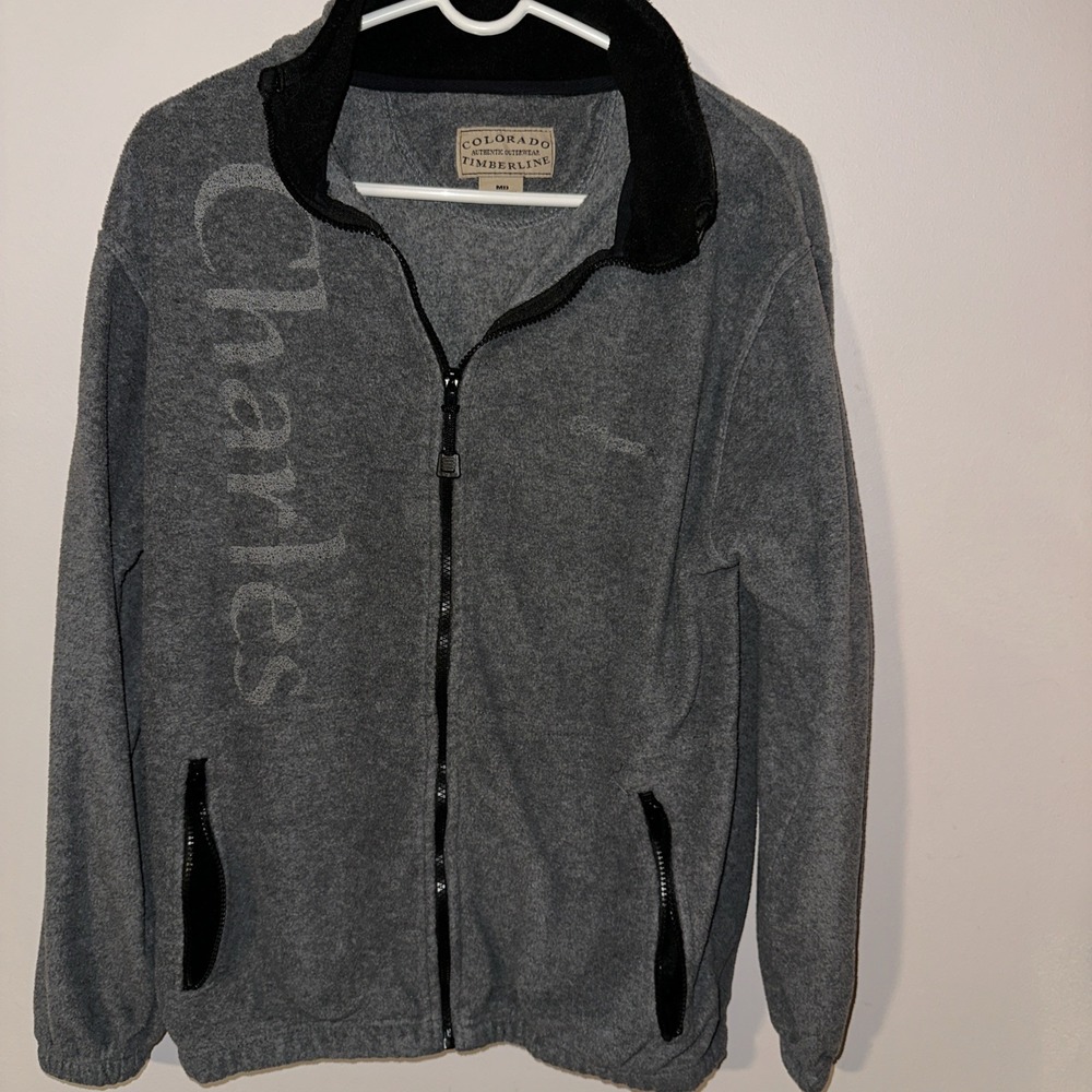 Colorado Timberline Men's MD Long Sleeve Fleece Embroidered Jacket Gray Full Zip